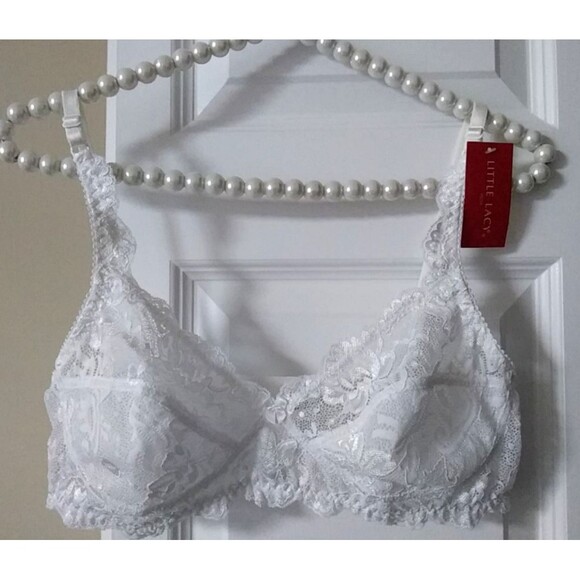 LITTLE LACY India Julia White Wire Free Lace Bra Bralette 38"/95 PVT Ltd NWT - Picture 1 of 12